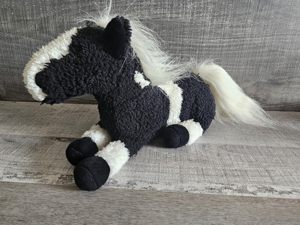 16" Black Horse Stallion Pinto Plush Stuffed Animal Rinco Black Horse G21